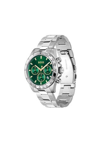 1514217 Boss herenhorloge Hero 43 mm stalen band groen chrono
