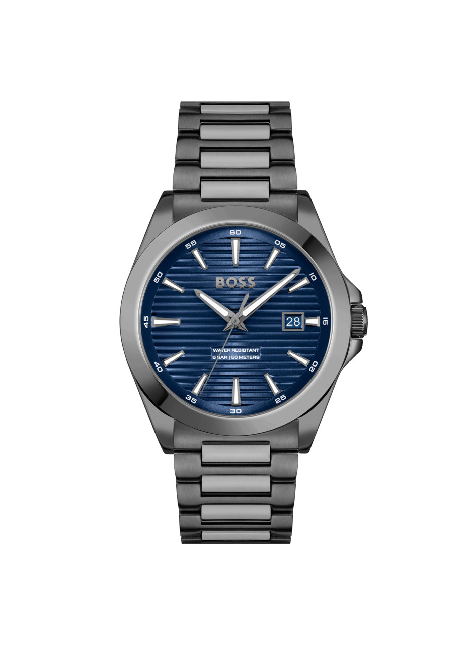 1514175 Boss herenhorloge Strike 41 mm stalen band blauw 5 ATM
