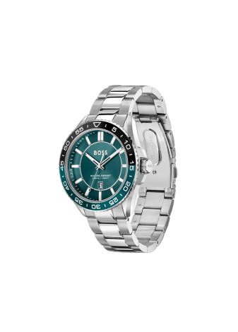1514208 Boss herenhorloge Runner 3H 43mm stalen band petroleum 5 ATM