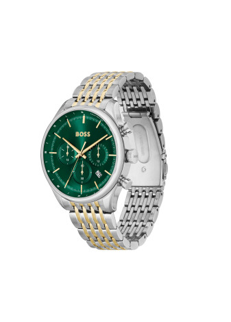 1514081 Boss herenhorloge Gregor 45 mm bicolour band groen chrono