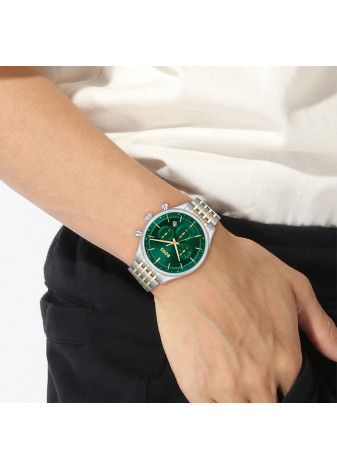 1514081 Boss herenhorloge Gregor 45 mm bicolour band groen chrono