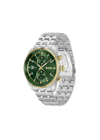 1514195 Boss herenhorloge Skytraveller 44 mm stalen band groen chrono