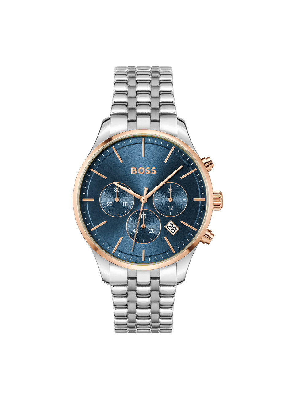 1514158 Boss herenhorloge Avery 42 mm stalen band blauw chrono