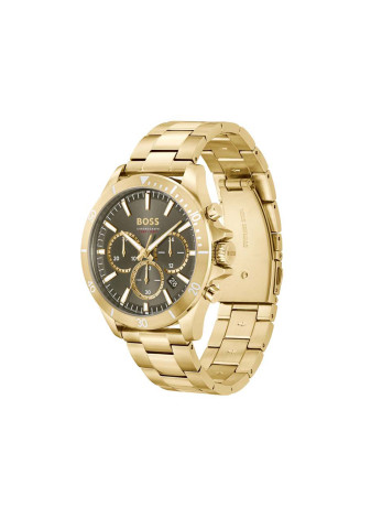 1514059 Boss herenhorloge Troper 44 mm doublé band bruin chrono