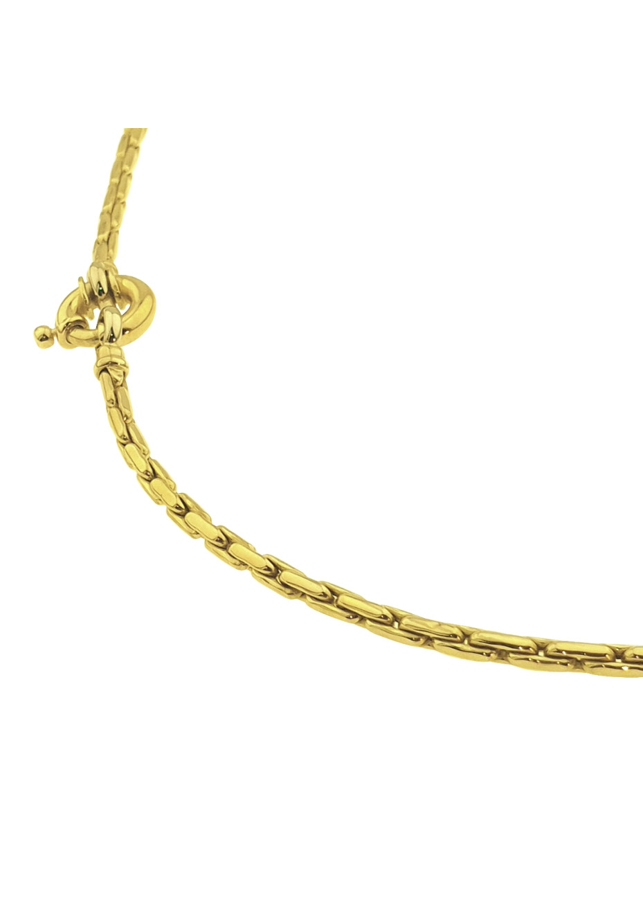 16.6 gram 18 krt. geelgouden palmier-collier met grote veerring 46 cm