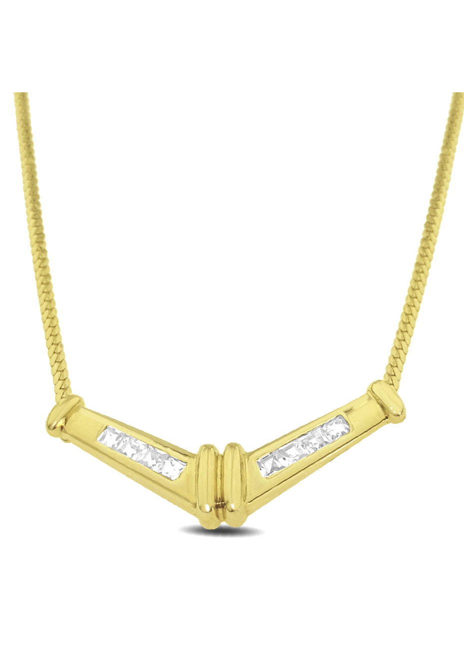 .4.6 gram V-vormige gouden choker met zirconia 43 cm