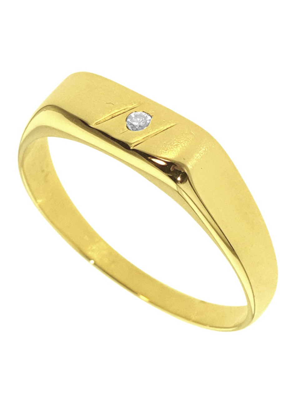 .4.6 gram smalle herenring dwars goud met briljant mt 21.25