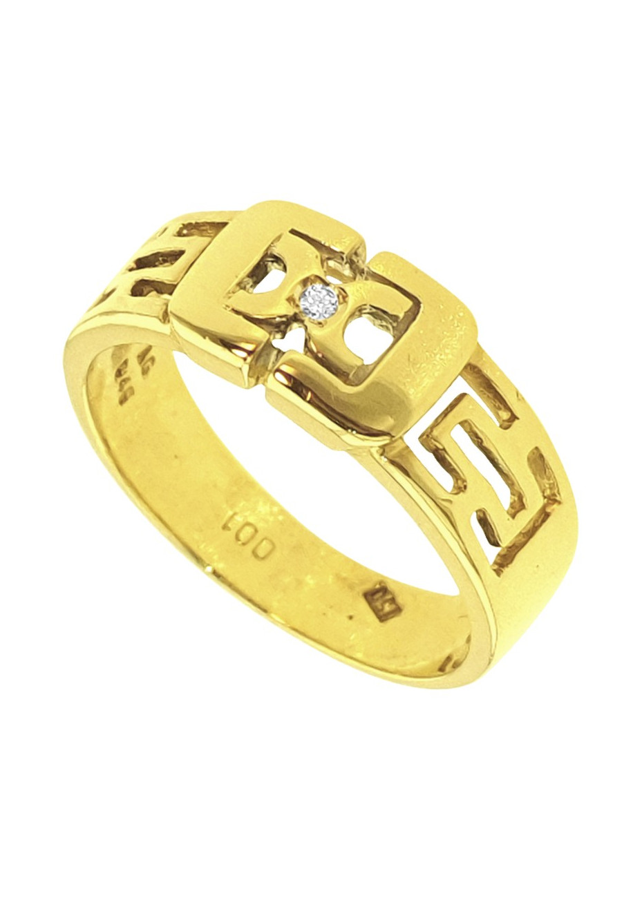 .4.9 gram damesring 18krt goud met briljant CC mt 17.75