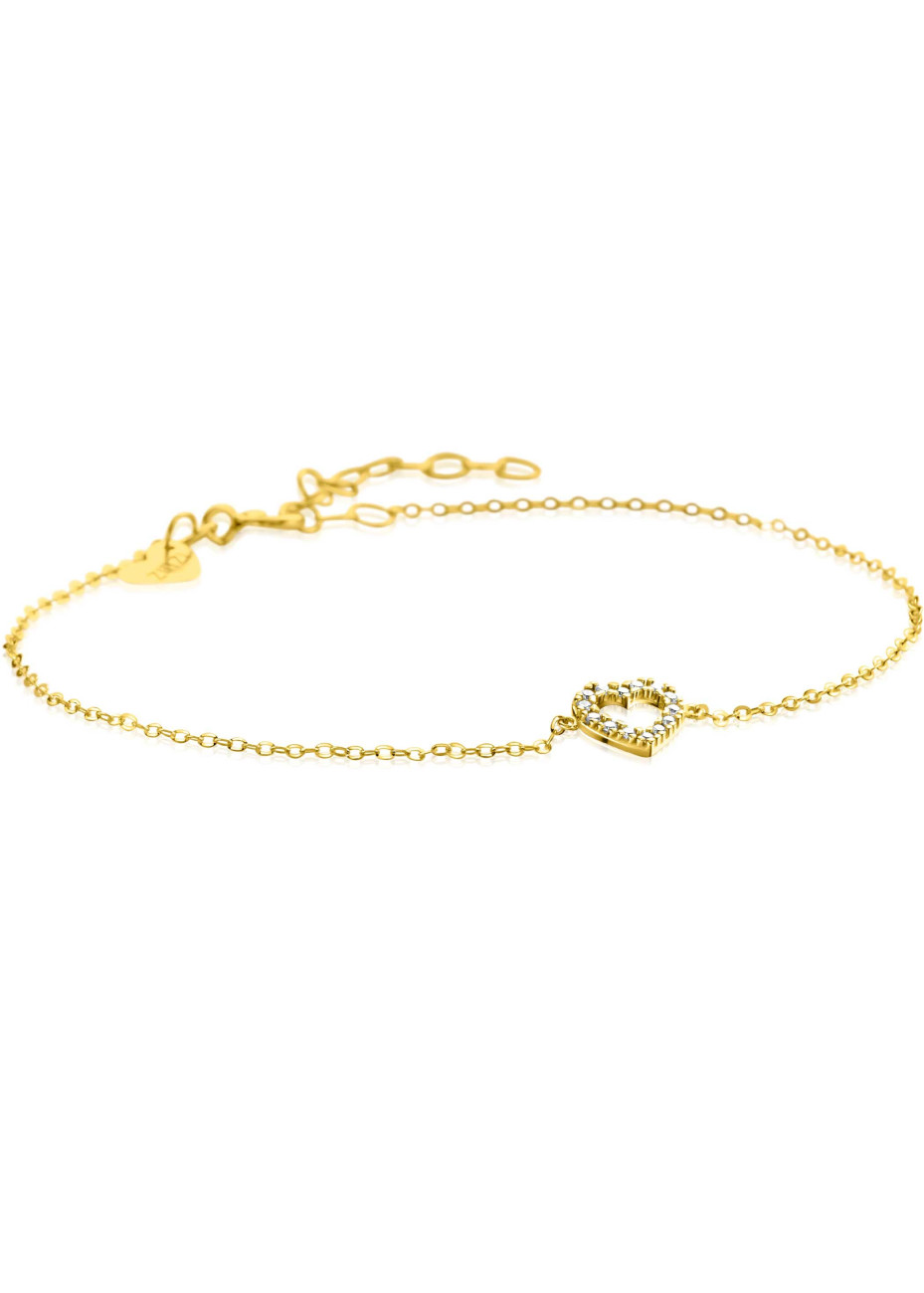 ZGA450 Zinzi gold armband met hartje met zirconia 16.5-19.5 cm