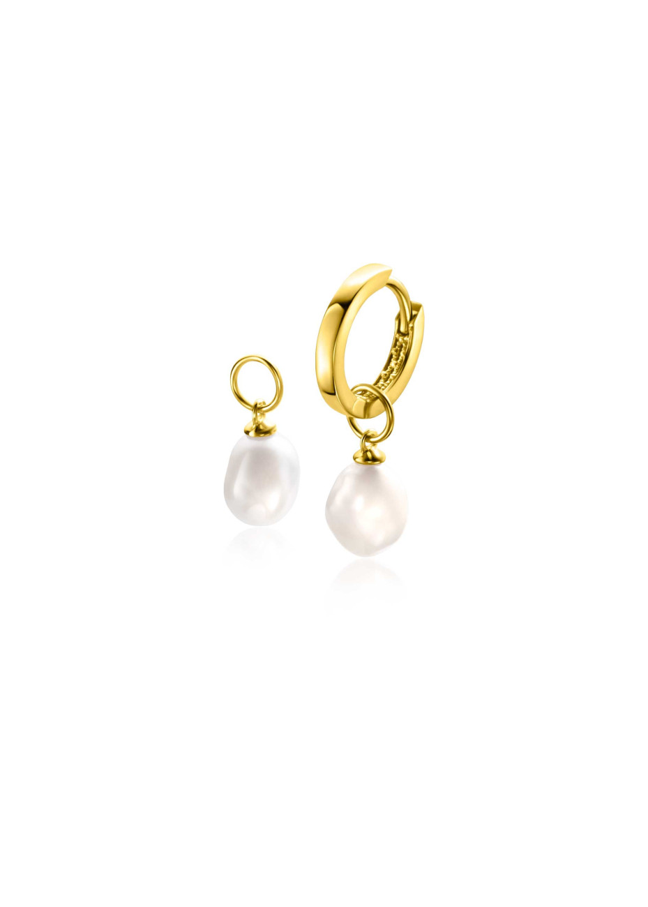 ZGCH405 Zinzi Gold creoolhangers met biwaparel 6.5 mm