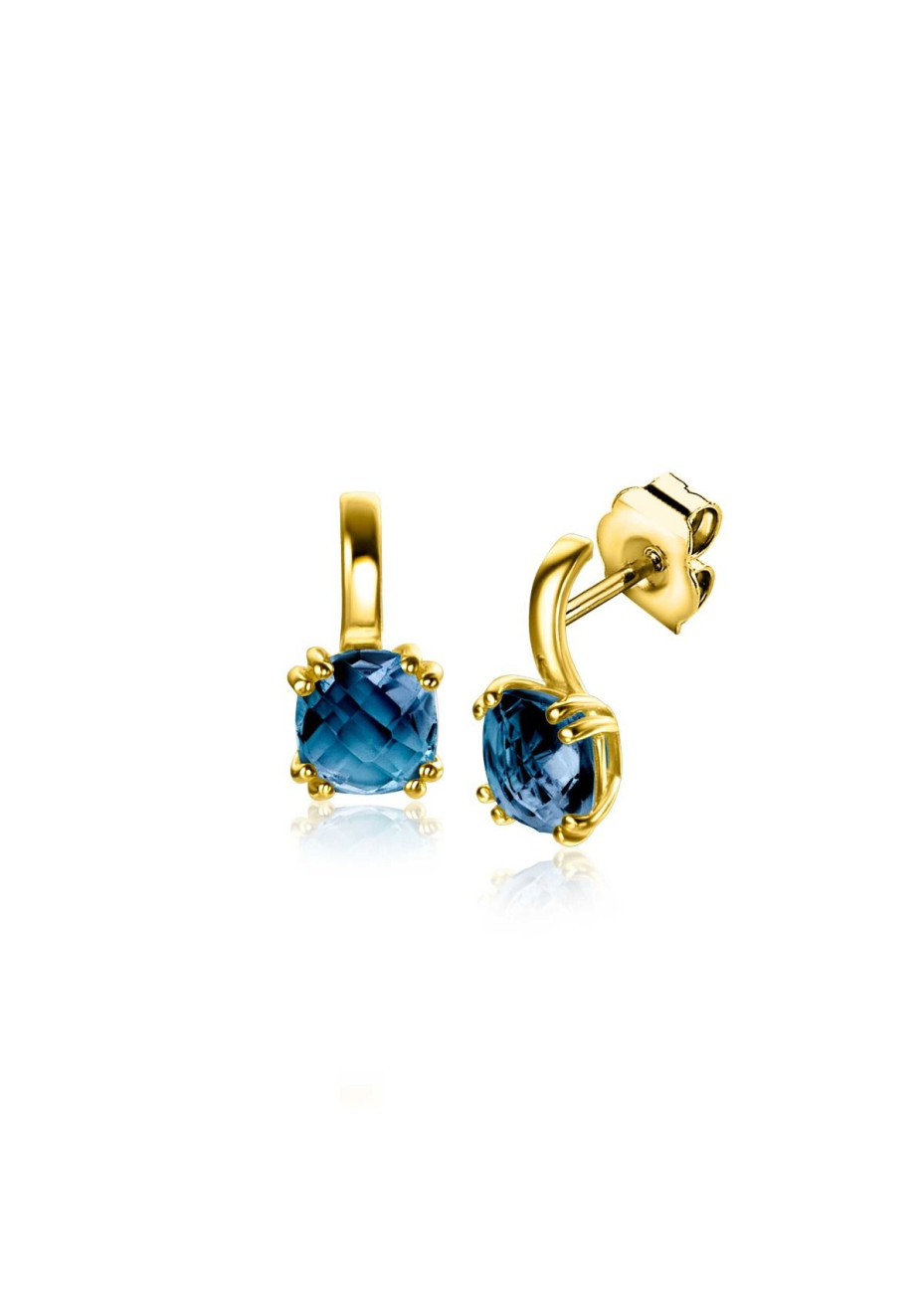 ZGO537 Zinzi Gold oorstekers met London Blue topaas ZGO537 Zinzi Gold oorstekers met London Blue topaas