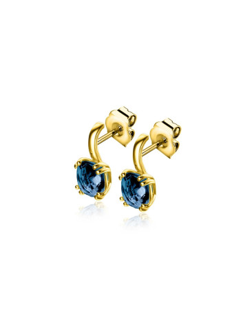 ZGO537 Zinzi Gold oorstekers met London Blue topaas