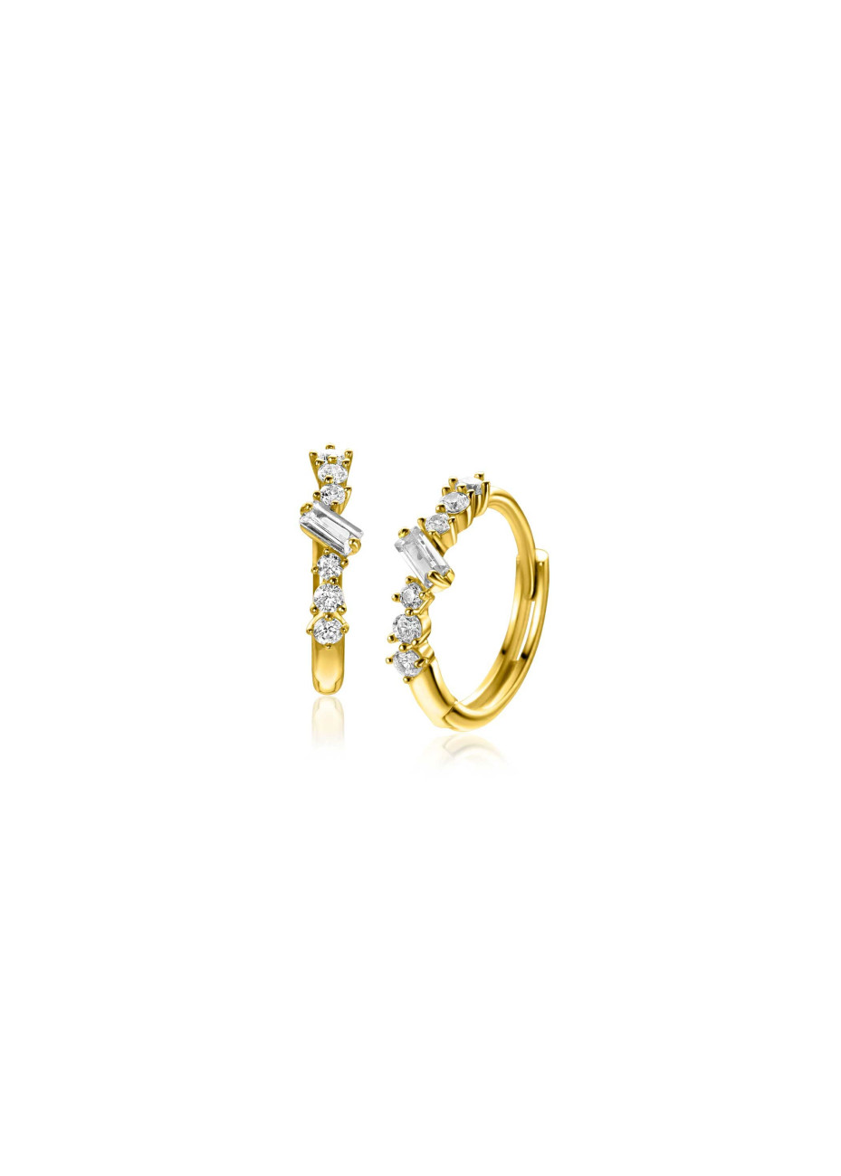 ZGO528 Zinzi gold oorringen met zirconia grillig