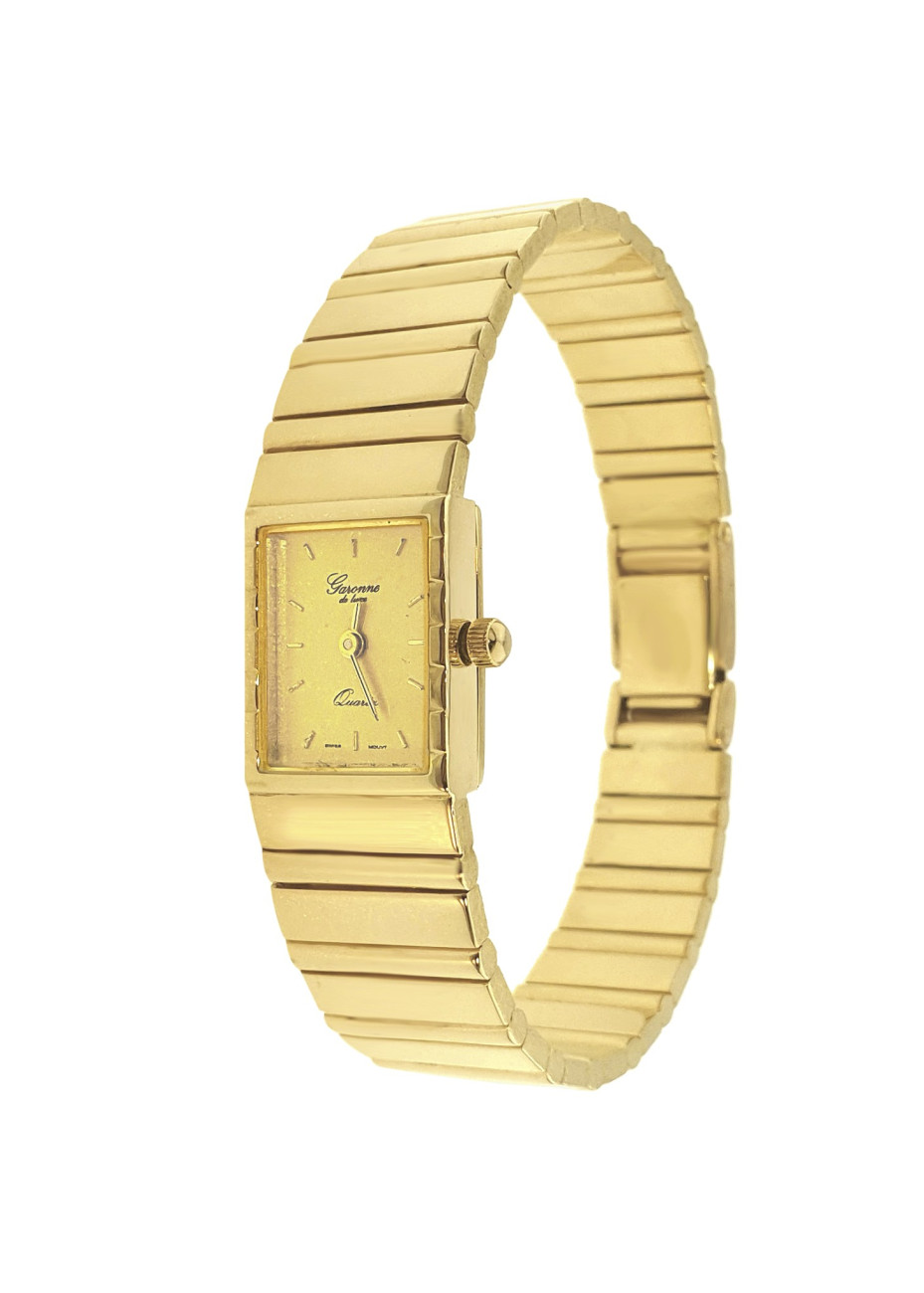 36.3 gram gouden dameshorloge Garonne quartz met band 16.5 cm