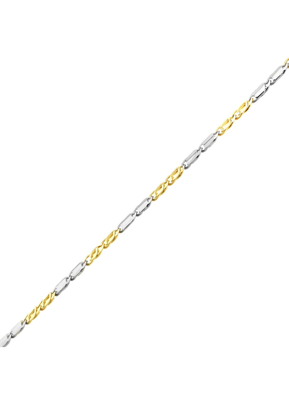 .4.2 gram Wit- met geelgouden armband valkenoog 18.5 cm x 2.8 mm