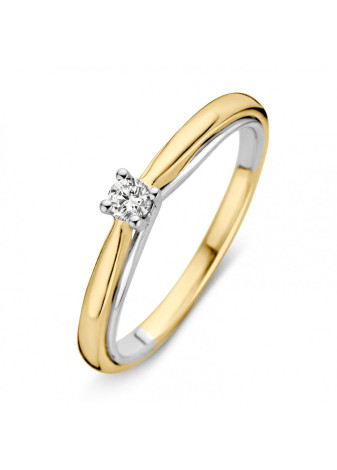 0879-010 Bicolour verlovingsring met 0.10 crt. briljant mt 17.25 RG416140-54