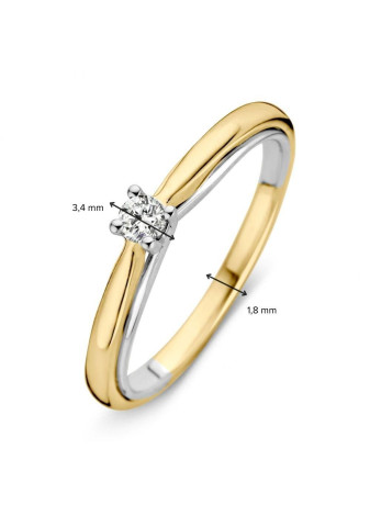 0879-010 Bicolour verlovingsring met 0.10 crt. briljant mt 17.25 RG416140-54