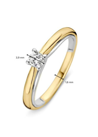 1329-019 Bicolour verlovingsring met 0.19 crt. briljant mt 17.75 RG416141-56