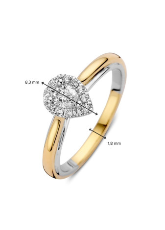 1389-033 Bicolour damesring met briljant-pear 0.33 crt. mt 17.75 RG417977-56