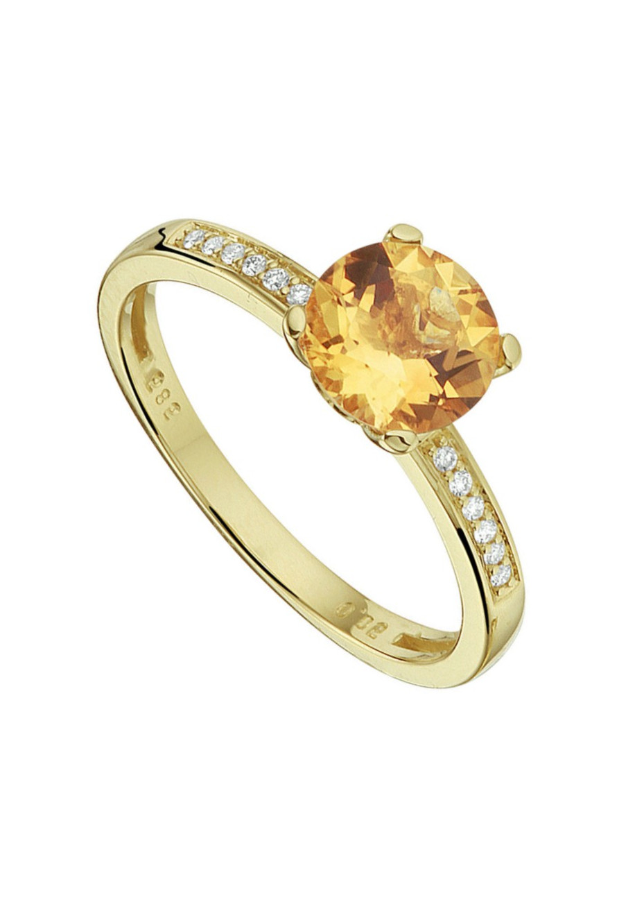 0679-005 Aanzoeksring met gele citrien en 0.05 crt. briljant 40.22319
