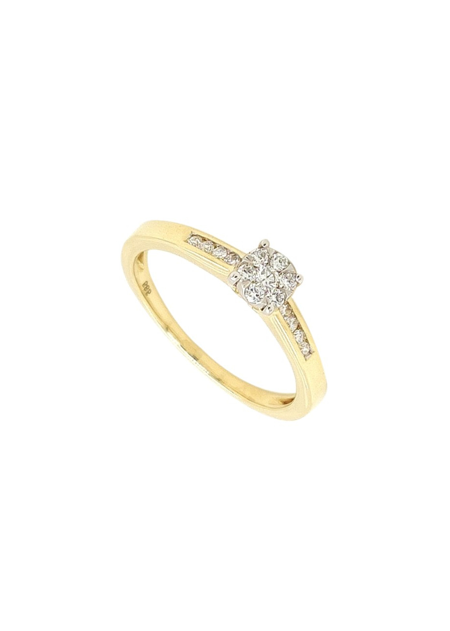 0799-020 Geelgouden damesring met 0.20 crt. briljant