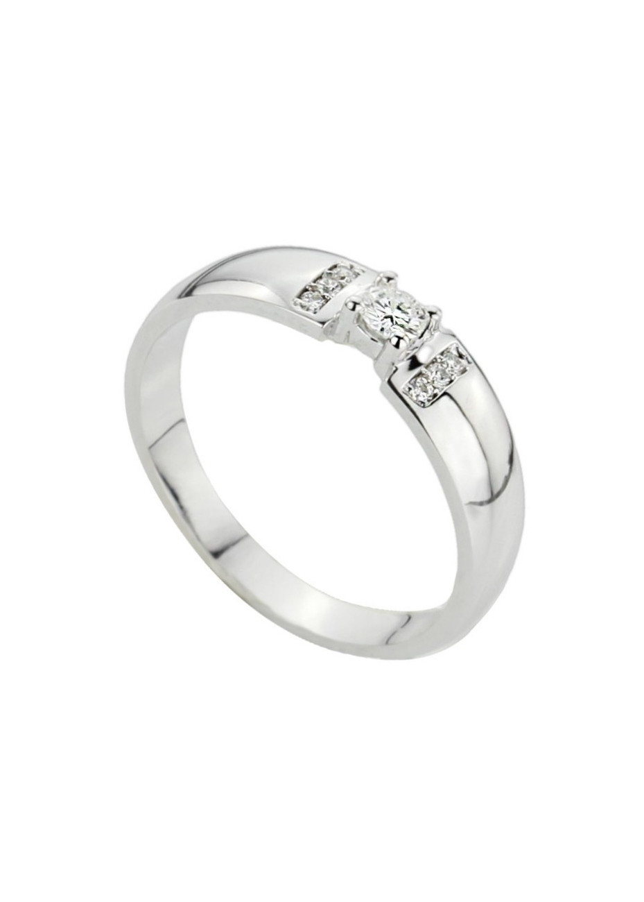 0988-017 Damesring TRI066W Witgoud met 0.17 crt. Briljant
