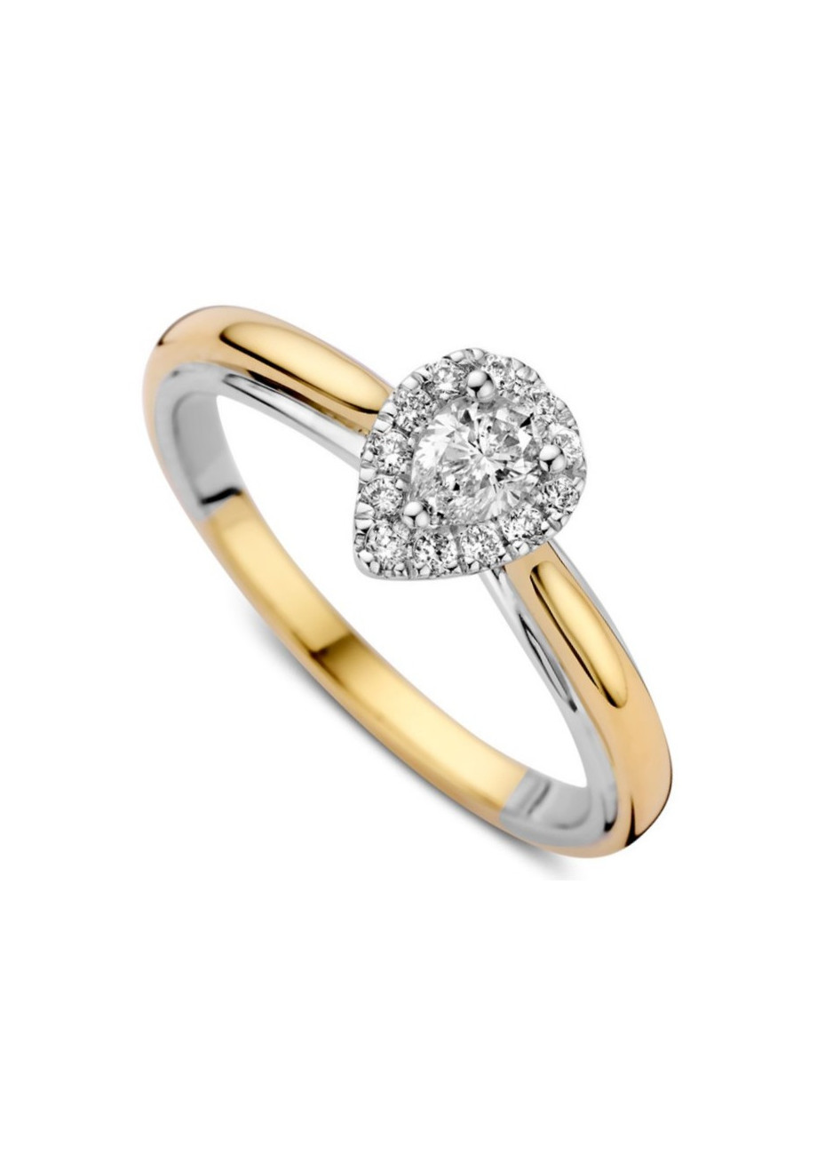 1389-033 Bicolour damesring met briljant-pear 0.33 crt. mt 17.75 RG417977-56