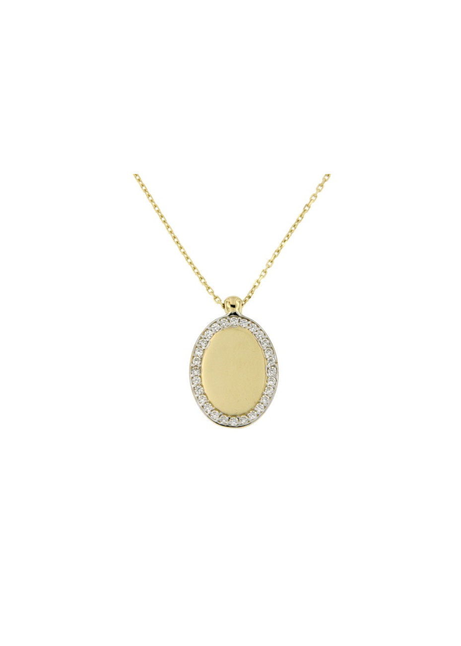.VI6 0843 Ovale gouden hanger + collier + vingerafdruk + vullen as in hars