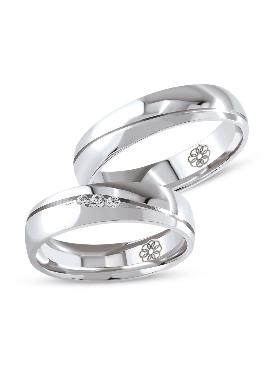 FC-71 Een paar witgouden trouwringen met 0.05 Labgrown briljant