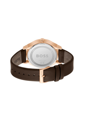 1514103 Boss herenhorloge Tyler 43 mm leren band rosé zwart dag-datum