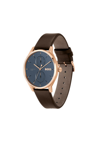 1514103 Boss herenhorloge Tyler 43 mm leren band rosé zwart dag-datum