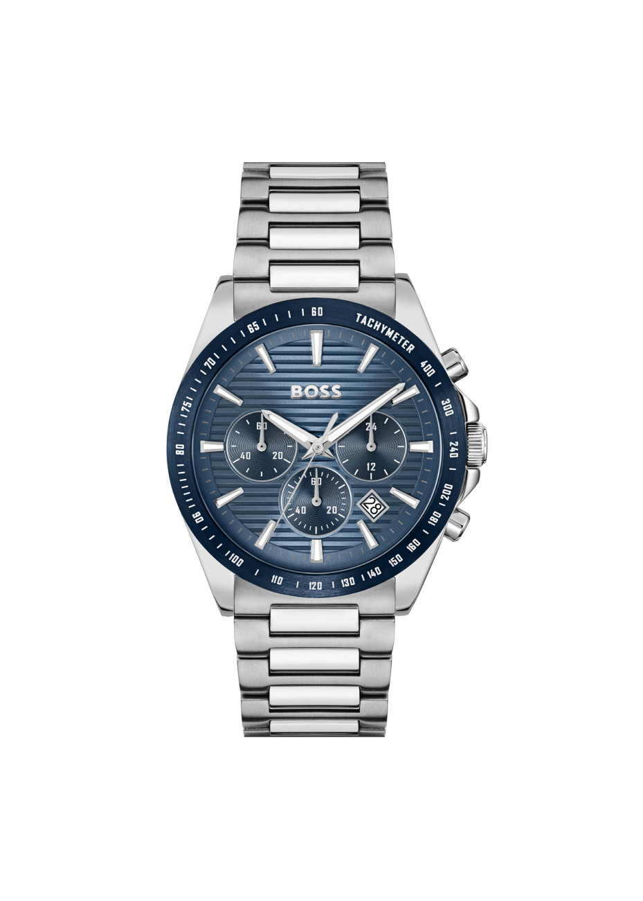 1514240 Boss herenhorloge Strike 41 mm Chrono stalen band blauw chrono