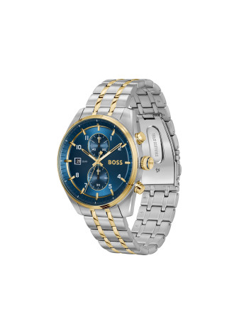 1514247 Boss herenhorloge Skytraveller 44 mm bicolour band blauw chrono