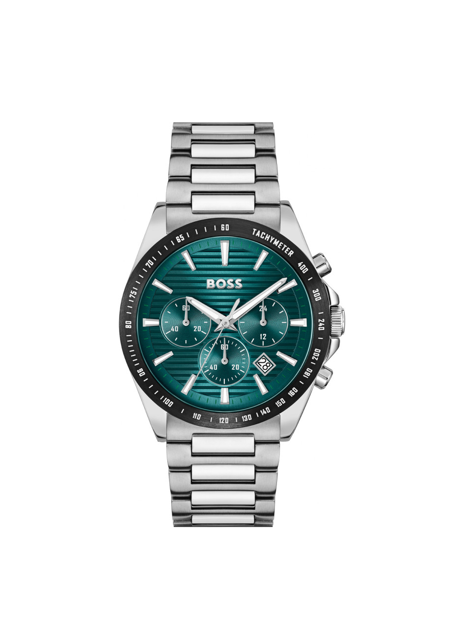 1514241 Boss herenhorloge Strike 41 mm Chrono stalen band groen chrono