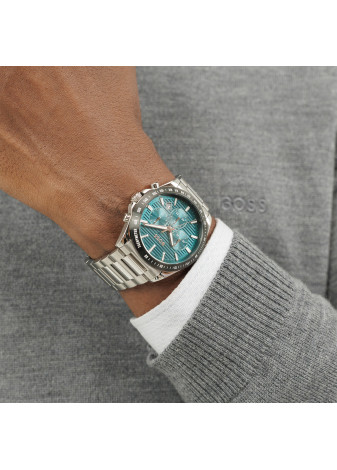 1514241 Boss herenhorloge Strike 41 mm Chrono stalen band groen chrono