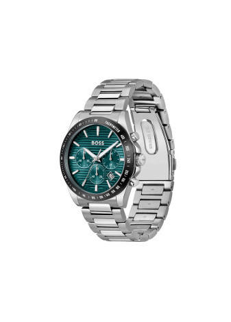 1514241 Boss herenhorloge Strike 41 mm Chrono stalen band groen chrono