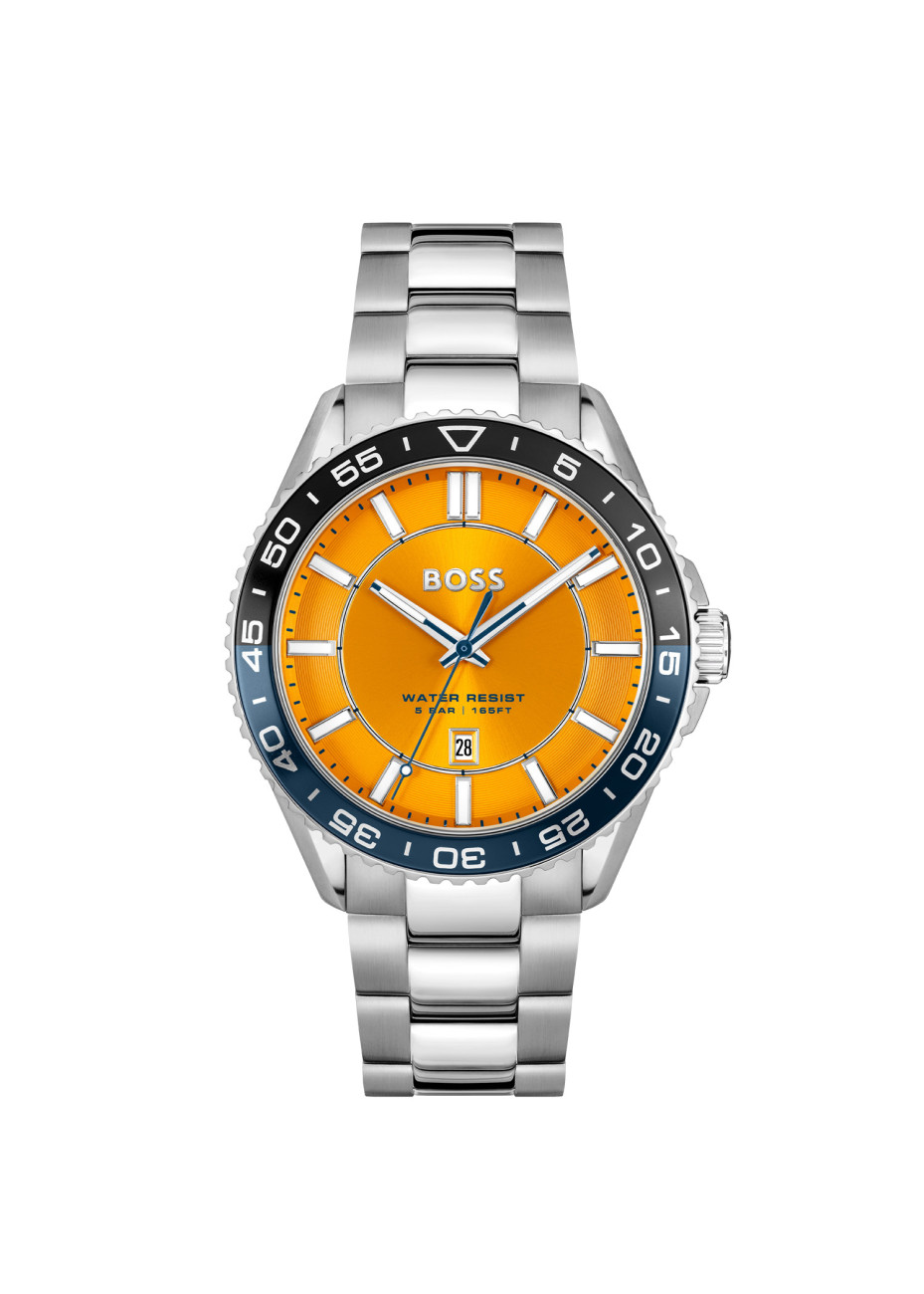 1514206 Boss herenhorloge Runner 43 mm stalen band oranje quartz
