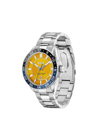 1514206 Boss herenhorloge Runner 43 mm stalen band oranje quartz
