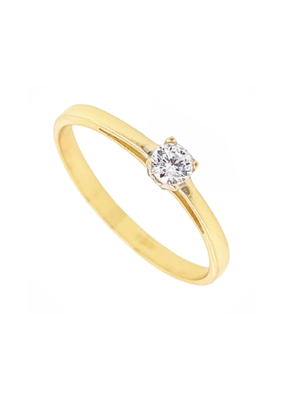 Aanzoeksring GR1161-54 zirconia in goud mt 17.25