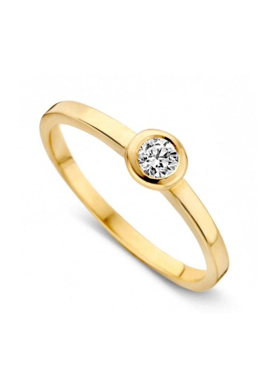 Aanzoeksring RH126188-56 geelgoud met zirconia in ronde zetkast