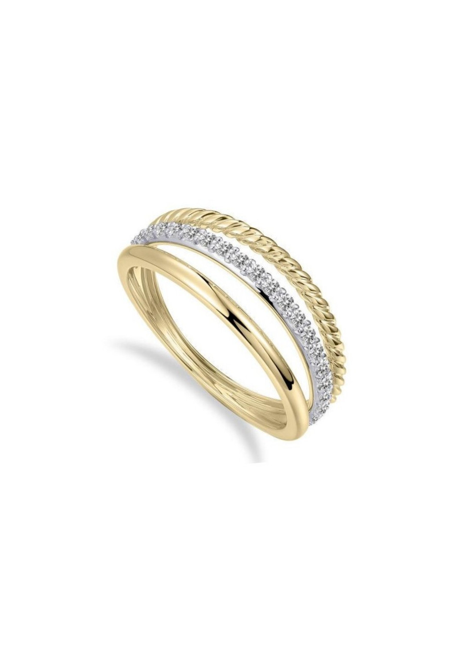 Damesring VGR046 gouden damesring 3 banen met zirconia maat 17.75