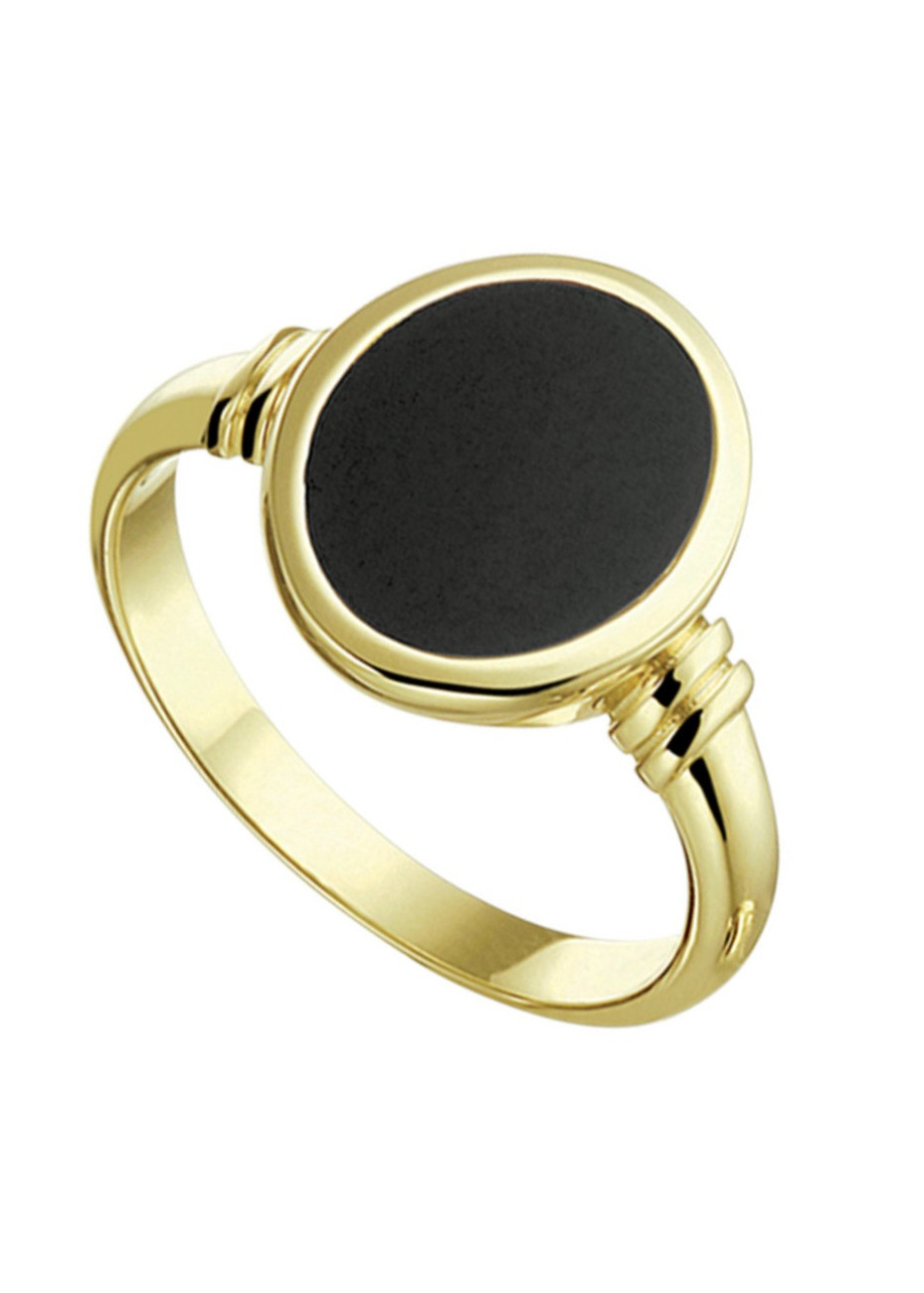 Herenring 40.20537 Massief geelgoud met ovale zwarte onyx