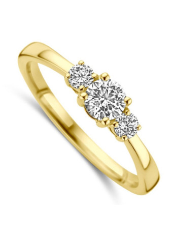 0899-046 Gouden verlovingsring met 3xbriljant totaal 0.46 crt. Labgrown mt 17.5 40.30293