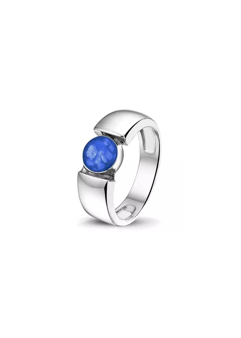 RG023 Brede zilveren ring met as in hars See You