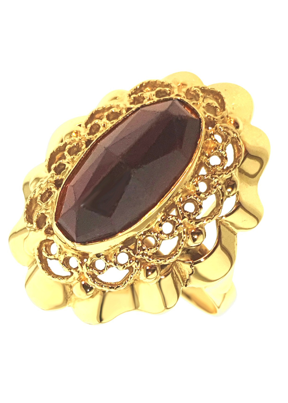 .4.8 gram occasion gouden damesring met granaat