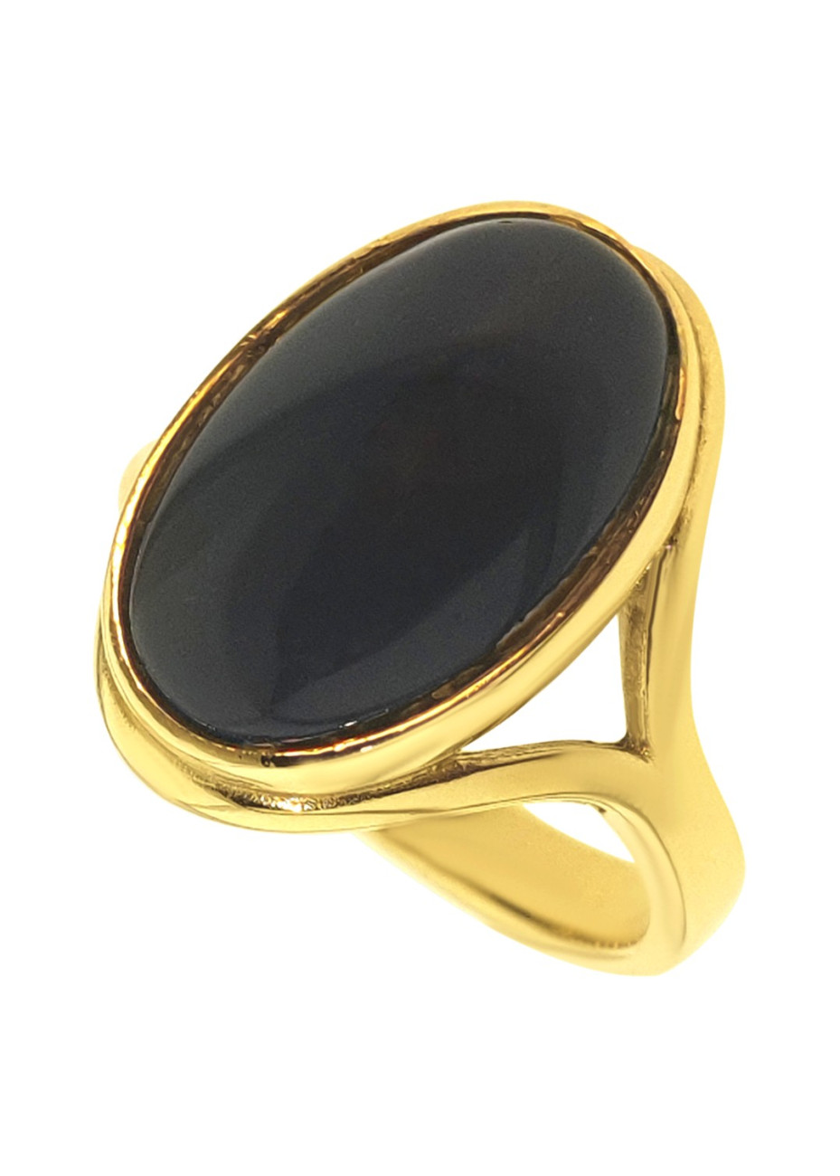.6.2 gram minimalistische damesring goud met onyx mt 17.5