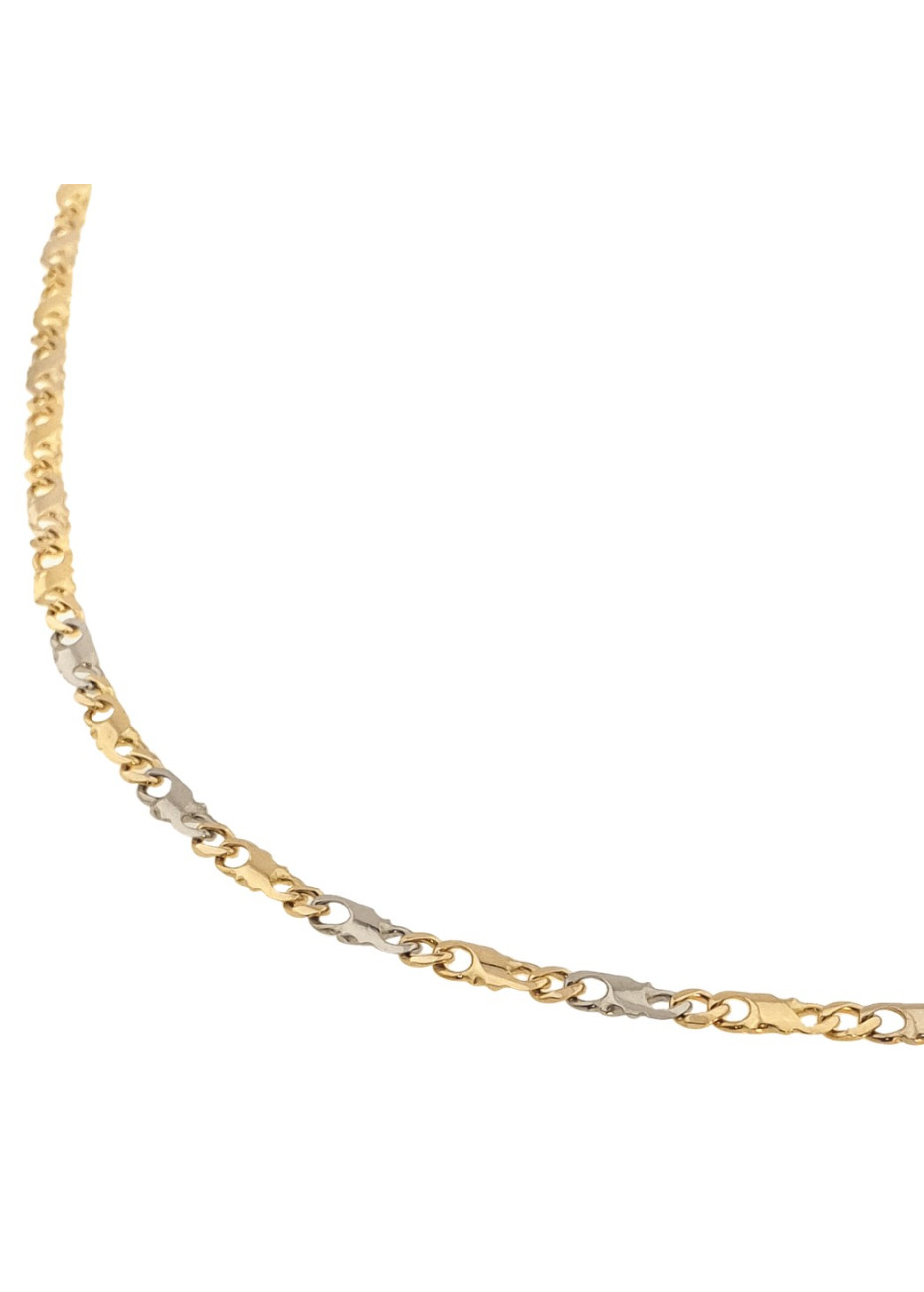 24.3 bicolour gouden valkenoogcollier bolle schakel 3.4 mm 80 cm