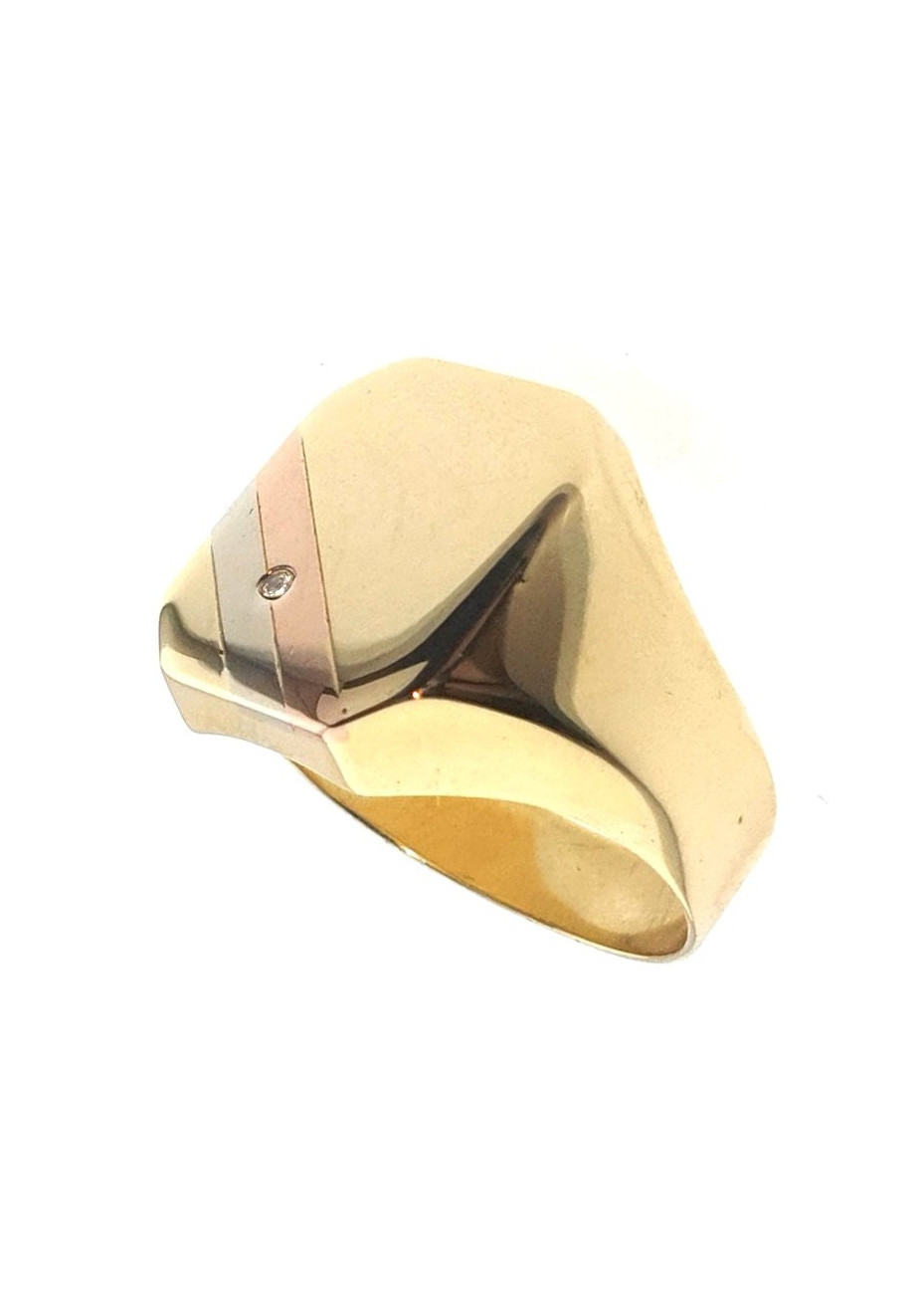 5.8 gram tricolour gouden herenring met briljant