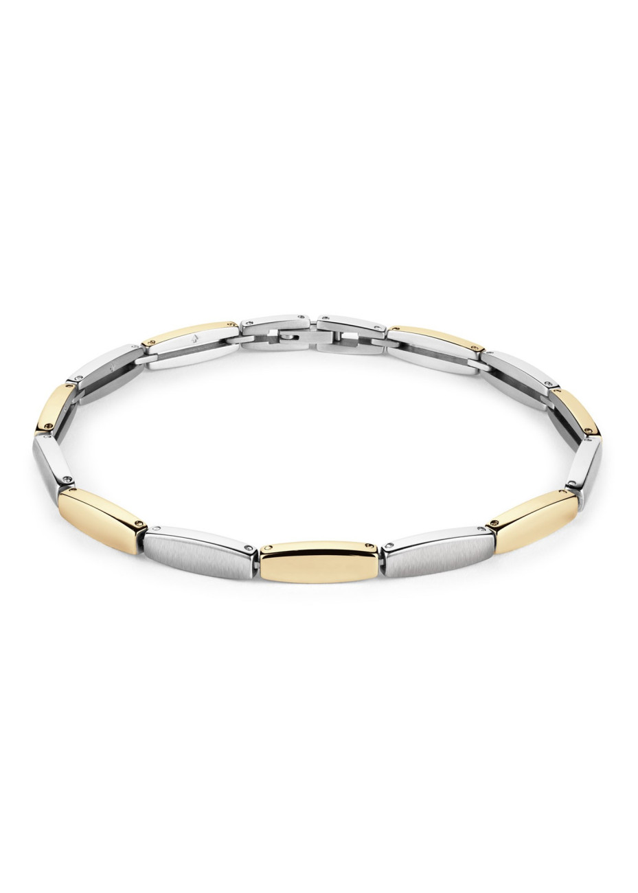 03063-02 Boccia armband titanium deels verguld bicolour