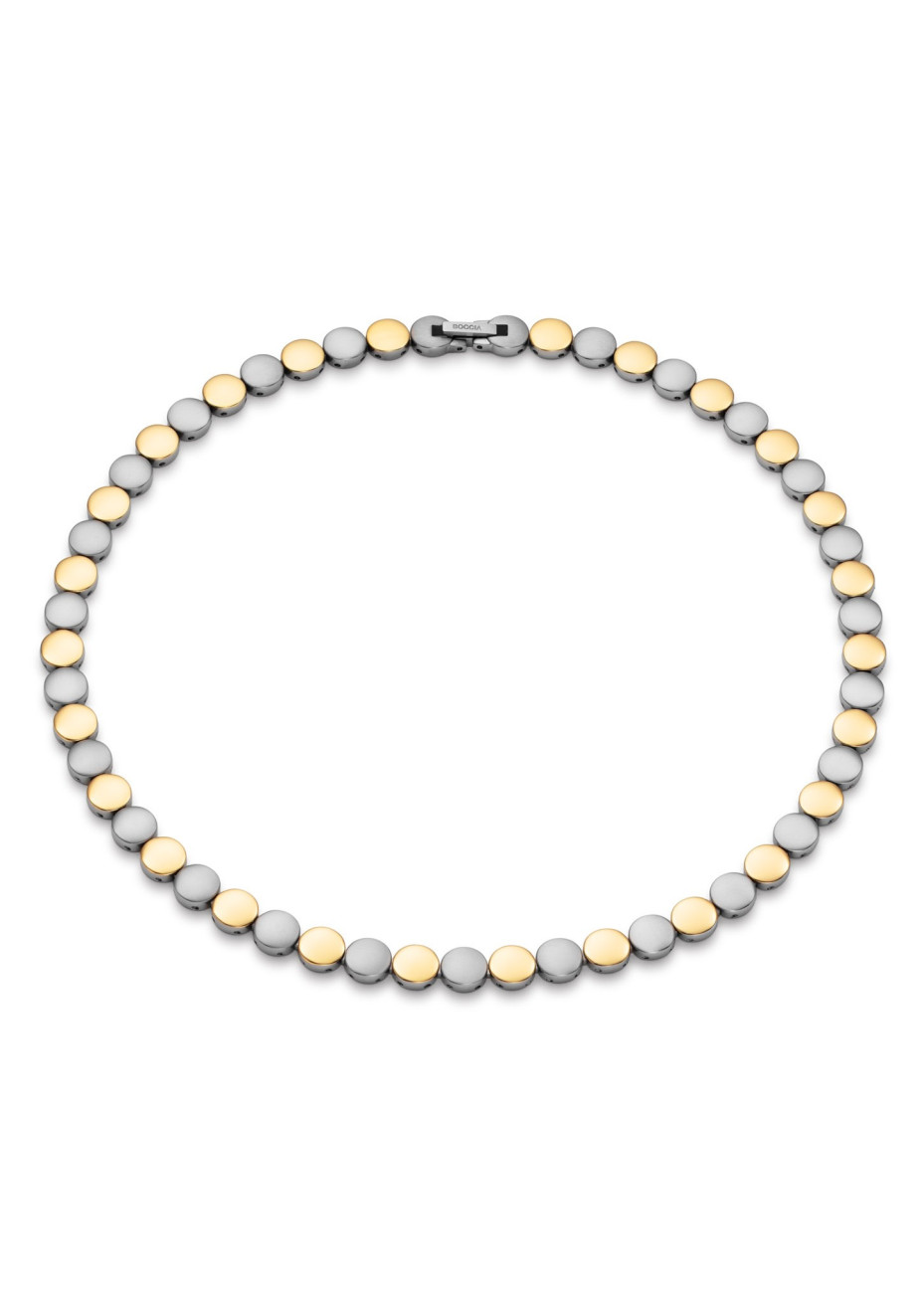 08079-02 Bicolour titanium collier Boccia rondjes